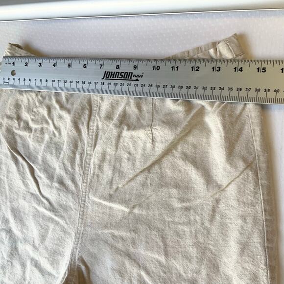 Jaclyn Smith Classic Women Linen Capri Pants size M Natural Beige Elastic Waist - Picture 2 of 9